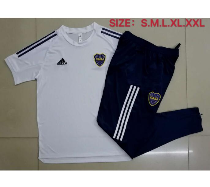 Boca Junior White Short Sleeve Training Kits Pants with Shirt 2020/21